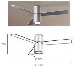 Светильник-вентилятор накладной  h39, d132cm, 1*Е27 макс23Вт, серый